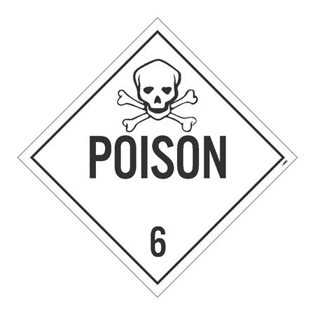Nmc Poison 6 Dot Placard Sign, Pk10, Tag Board, Card Stock Vinyl, 10-3/4 in Width, 10-3/4 in Height DL8TB10